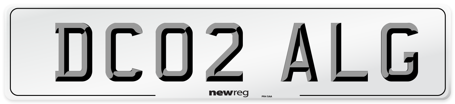 DC02 ALG Number Plate from New Reg